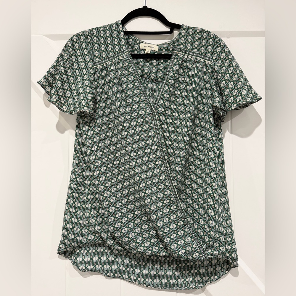 Max Studio Green Patterned Women Top